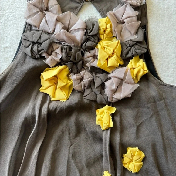 CAMILLA AND MARC 100% Silk Fairy Dress, Runway Designer 3D Floral Embellishments - Picture 5 of 12